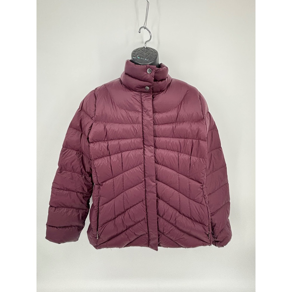 Lands End WomensPuffer Jacket Burgundy Down Insulated Quilted Coat 431708L 14-16